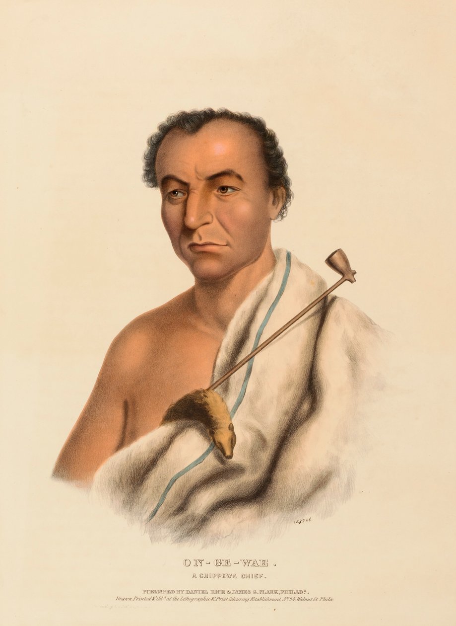 ON-GE-WAE. A CHIPPEWA CHIEF, fra History of the Indian Tribes of North America. af Charles Bird King