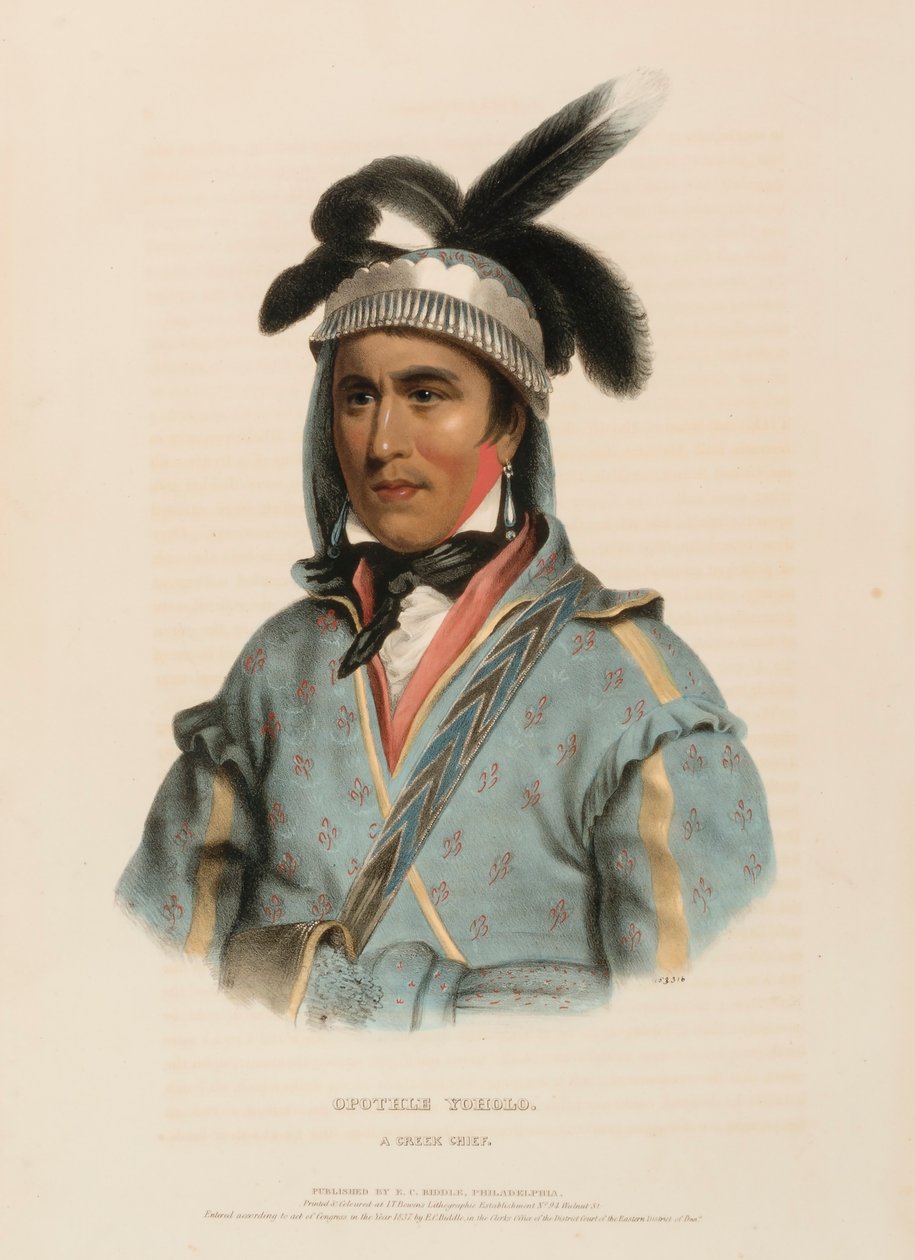 OPOTHLE YOHOLO. A CREEK CHIEF, fra History of the Indian Tribes of North America. af Charles Bird King
