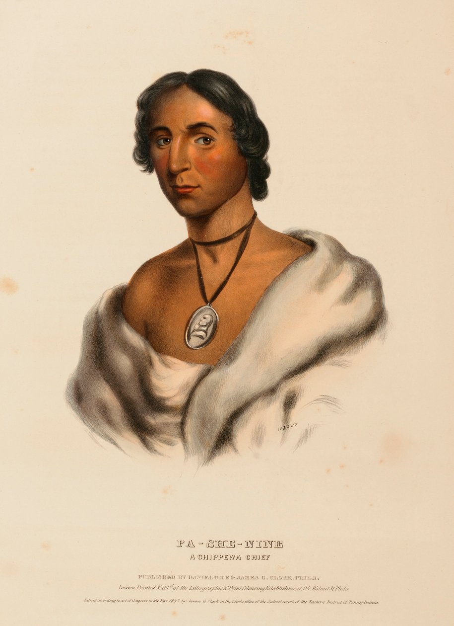 PA-SHE-NINE. EN CHIPPEWA CHIEF, fra Historien om indianerstammerne i Nordamerika af Charles Bird King