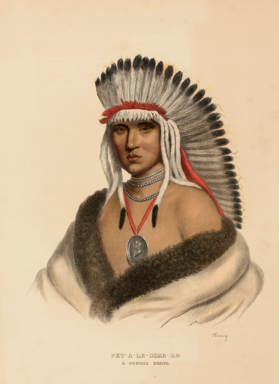 PET-A-LE-SHAR-RO. A PAWNEE BRAVE, fra History of the Indian Tribes of North America. af Charles Bird King