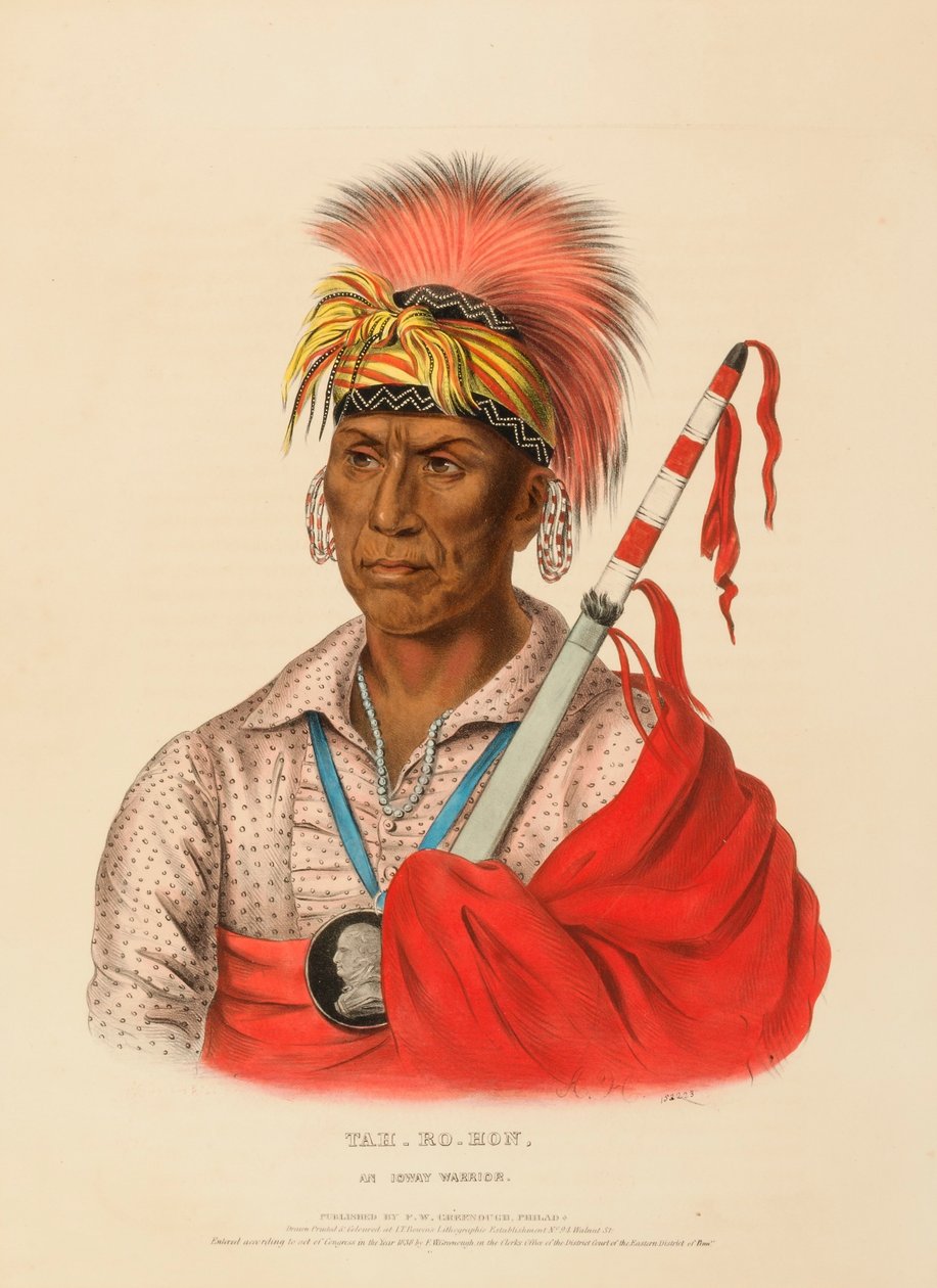 TEH-RO-HON, EN KRIGER FRA IOWAY, fra Historien om indianerstammerne i Nordamerika af Charles Bird King