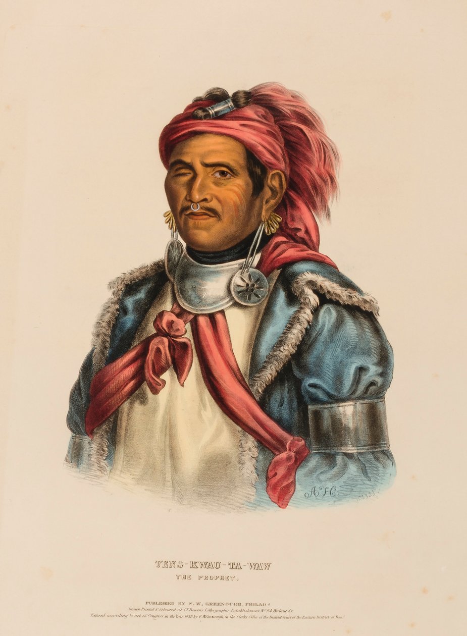 TENS-KWAU-TA-WAW. PROFETEN, fra Historien om indianerstammerne i Nordamerika af Charles Bird King