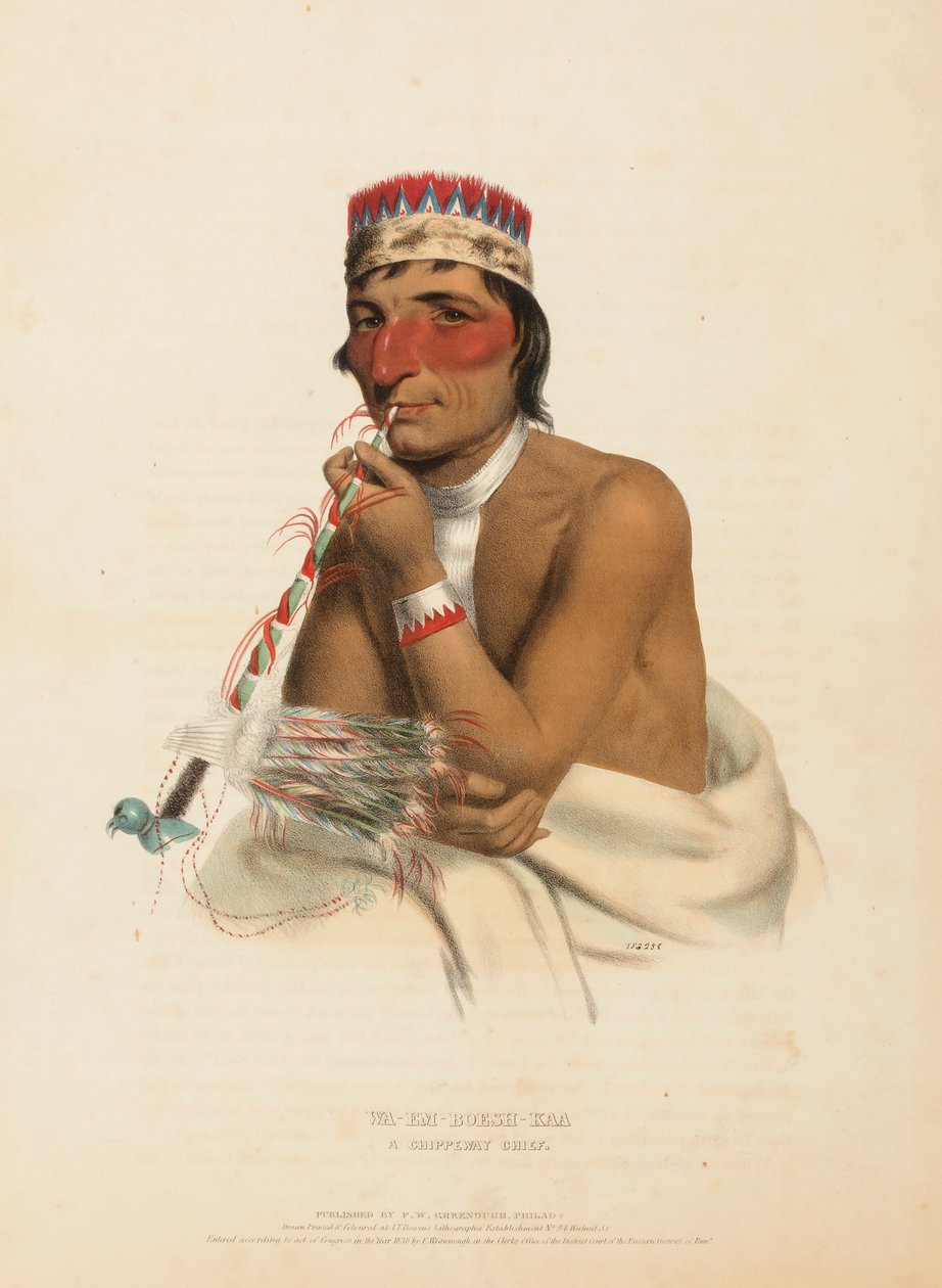WA-EM-BOESH-KAA. A CHIPPEWAY CHIEF, fra History of the Indian Tribes of North America. af Charles Bird King