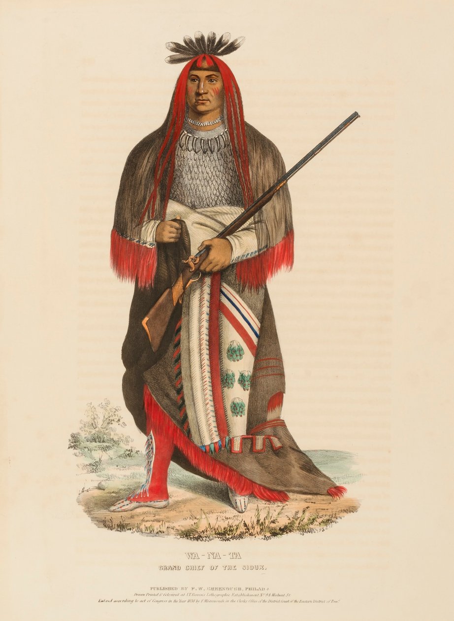 WA-NA-TA. SIOUXERNES STORHOVED, fra Historien om indianerstammerne i Nordamerika af Charles Bird King