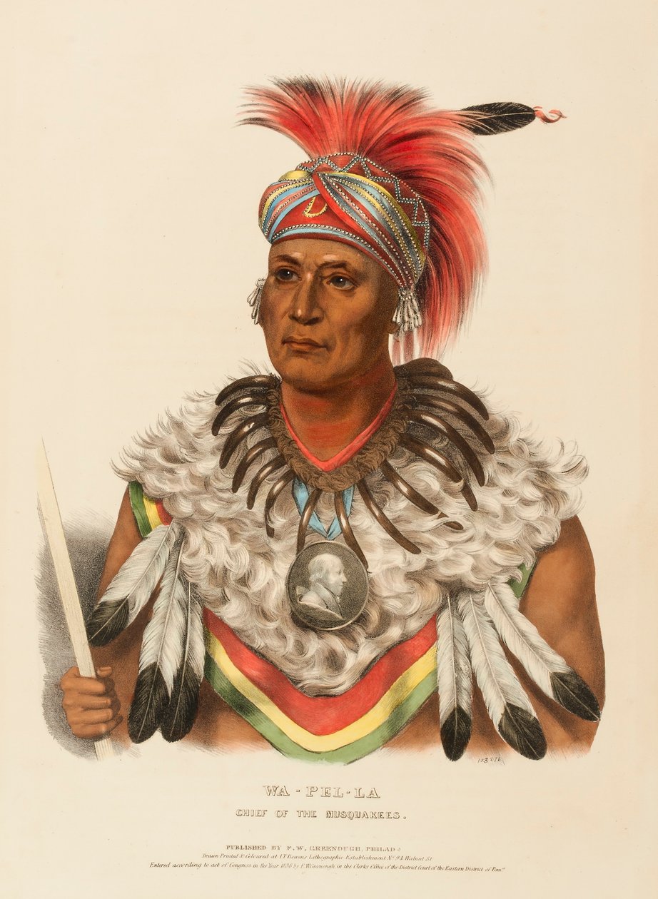 WA-PEL-LA. MUSQUAKEERNES HOVEDFØRER, fra Historien om indianerstammerne i Nordamerika af Charles Bird King