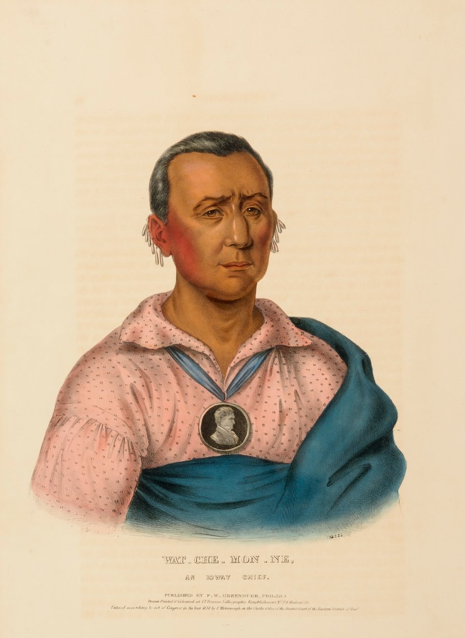 WAT-CHE-MON-NE, EN IOWAY-HØFDE, fra Historien om indianerstammerne i Nordamerika af Charles Bird King