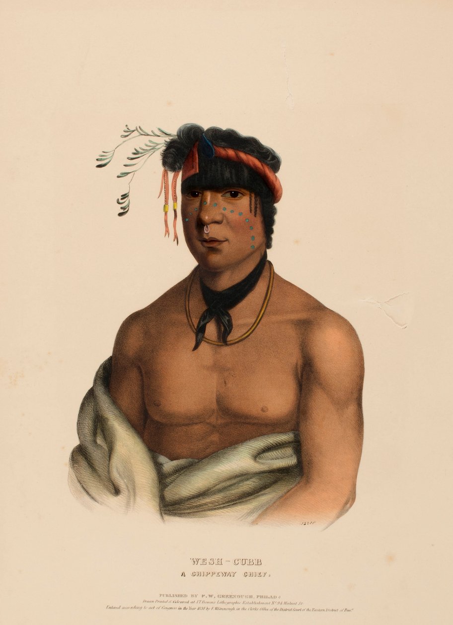WESH-CUBB. A CHIPPEWAY CHIEF, fra History of the Indian Tribes of North America af Charles Bird King