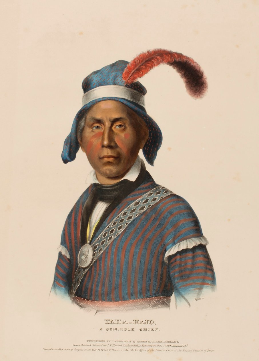 YAHA-HAJO. A SEMINOLE CHIEF, fra History of the Indian Tribes of North America. af Charles Bird King