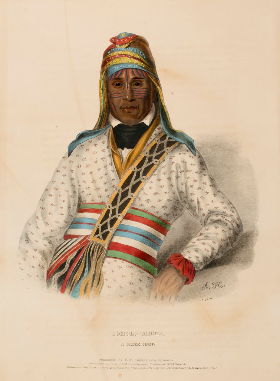 YOHOLO-MICCO. A CREEK CHIEF, fra History of the Indian Tribes of North America. af Charles Bird King