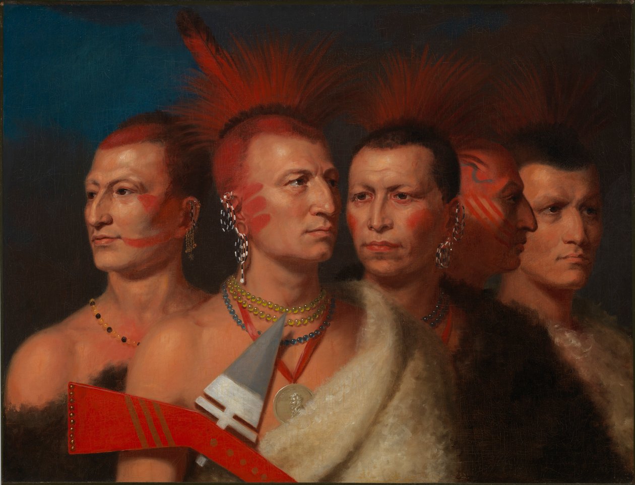 Young Omahaw, War Eagle, Little Missouri og Pawnees, 1821. af Charles Bird King