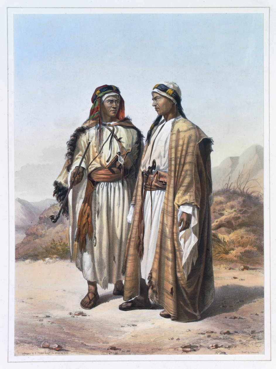 En Mahazi og en Soualeh-beduin, 1848 af Charles Bour
