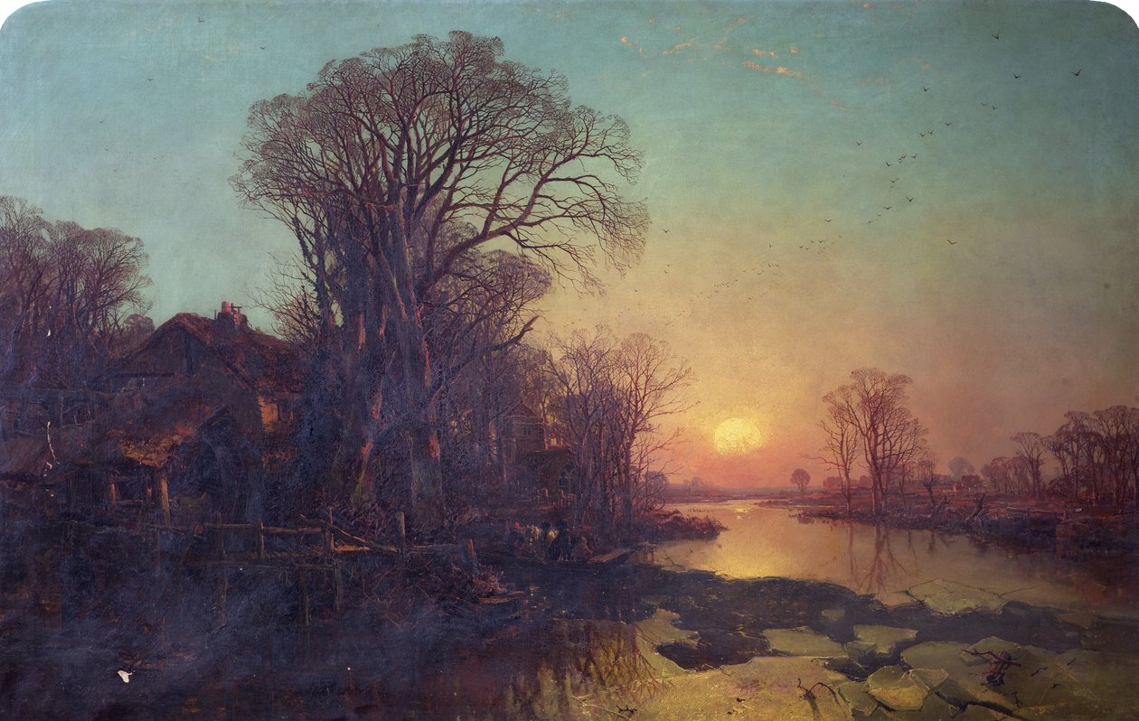 En vintersolnedgang af Charles Branwhite