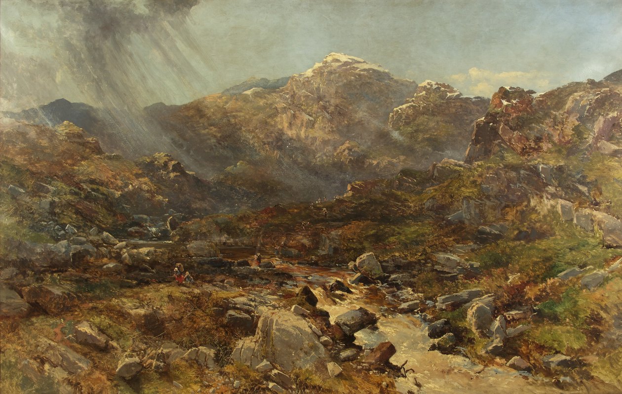 The Head of Nant Francon, Capel Curig, North Wales (olie på lærred) af Charles Branwhite