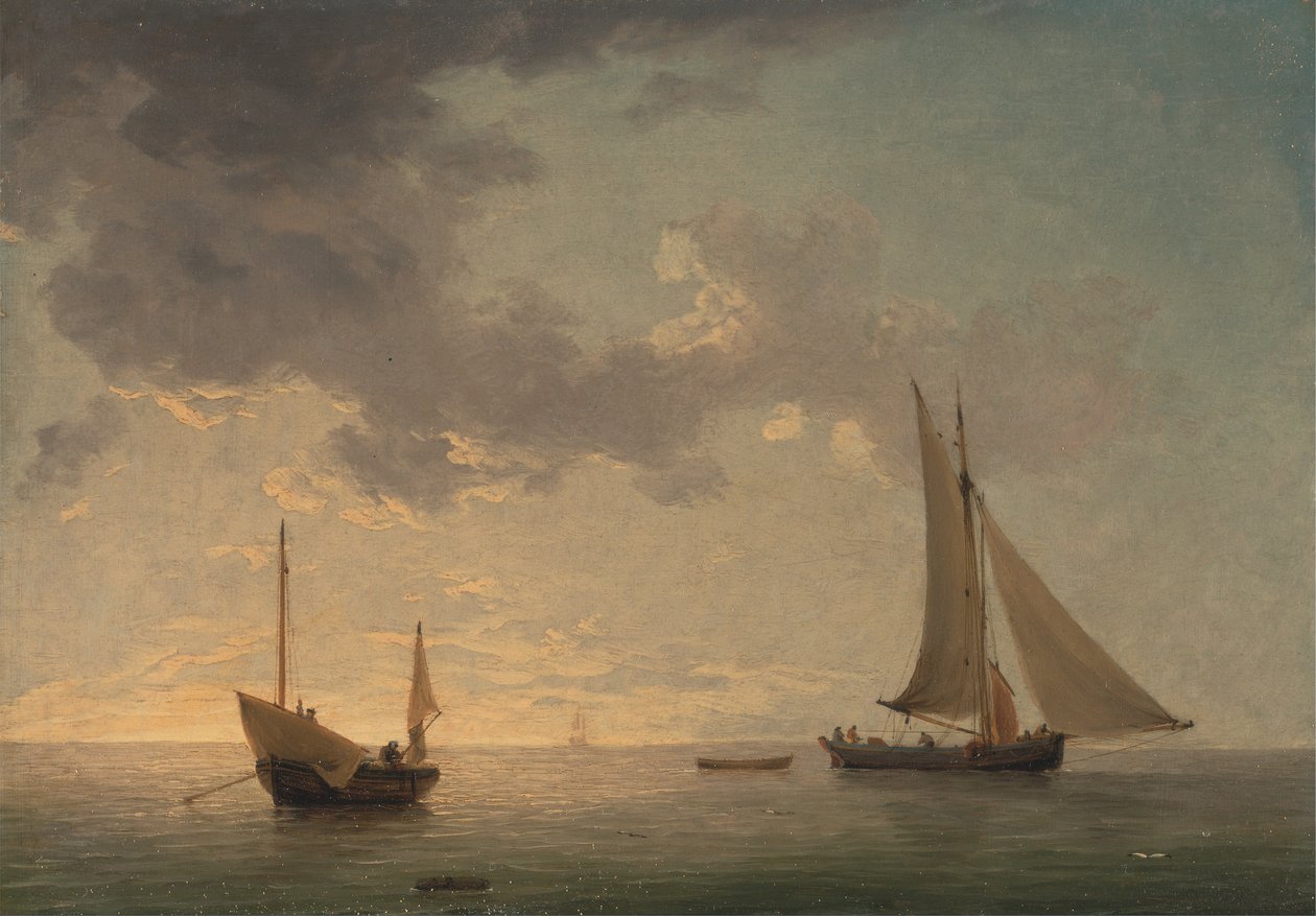 En Lugger og en Smack i let luft af Charles Brooking