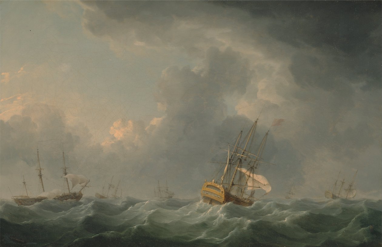 Engelske skibe i stormvejr af Charles Brooking
