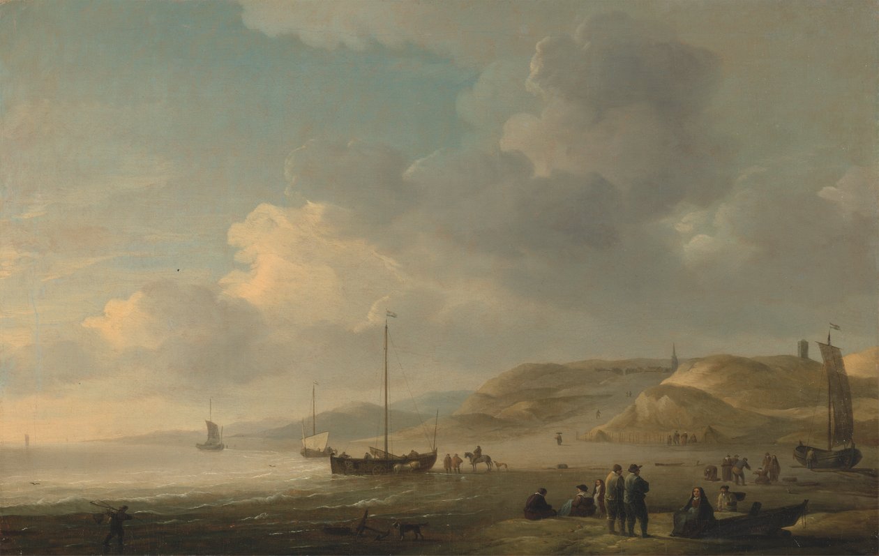 Kysten nær Scheveningen med Fishing Pinks på kysten af Charles Brooking