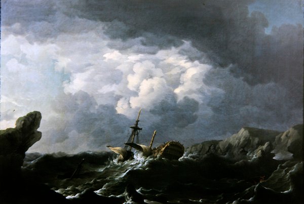 Vraget af HMS Lichfield ud for Marokkos kyst, 29. november 1758 (olie på lærred) af Charles Brooking