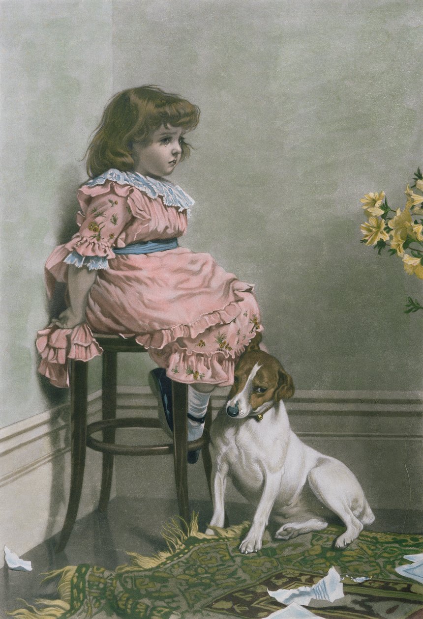 I Disgrace, mezzotint af F. Stacpoole, med håndfarvning, pub af Thomas McLean, 1887 af Charles Burton