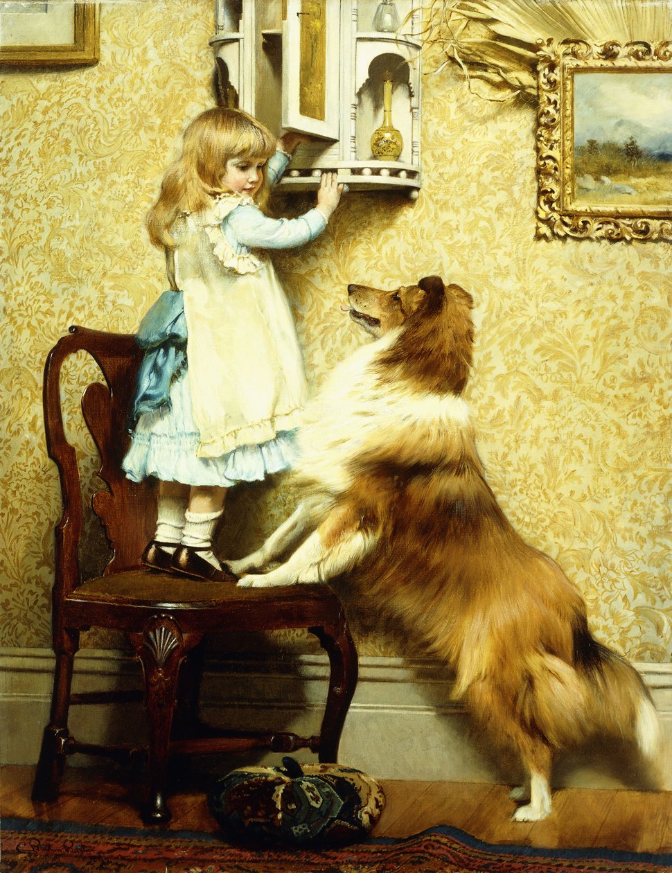 Lille pige og hendes sheltie, 1892 af Charles Burton Barber