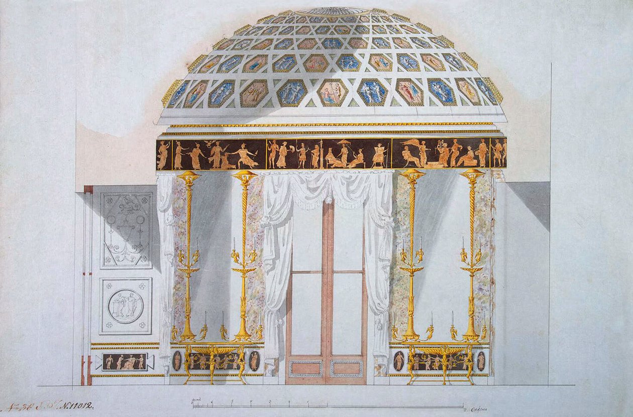 Design til Jasper-kabinettet i Agat-pavillonen i Tsarskoye Selo, 1780