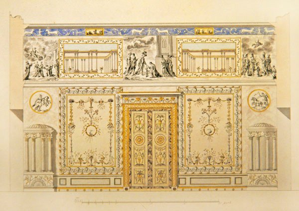 Elevation of a Doorway Wall, Lyons Drawing-Room, Catherine Palace i Tsarskoye Selo, begyndelsen af 1780
