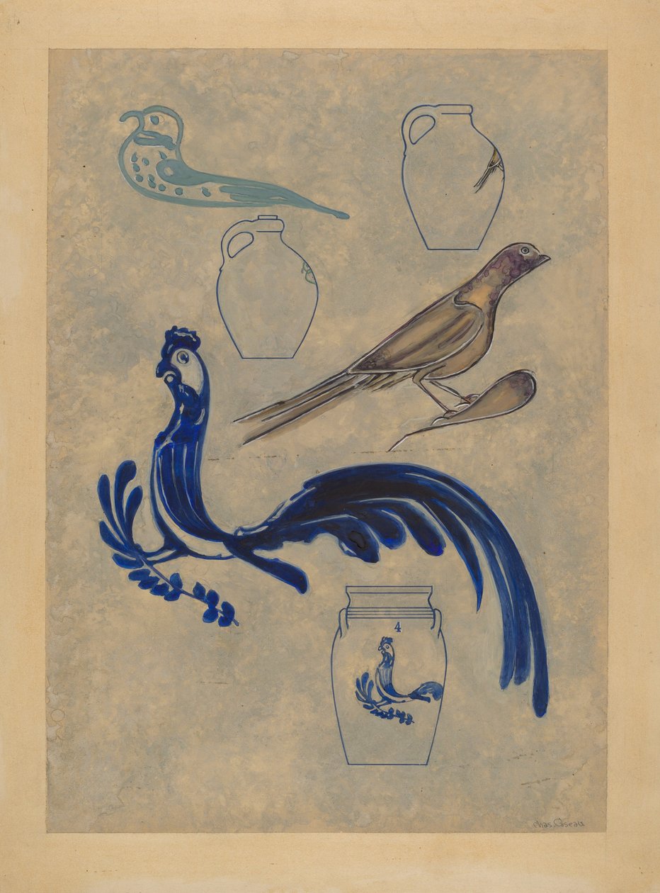 Fugledekorationer på stentøj, 19351942. af Charles Caseau