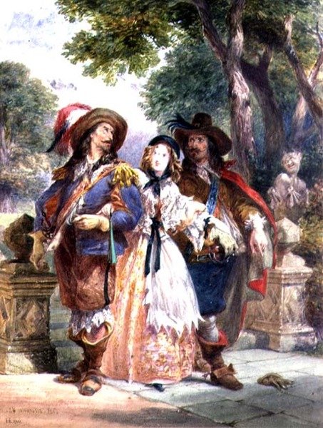 Udfordringen: en dame mellem to kavalerer, 1862 af Charles Cattermole