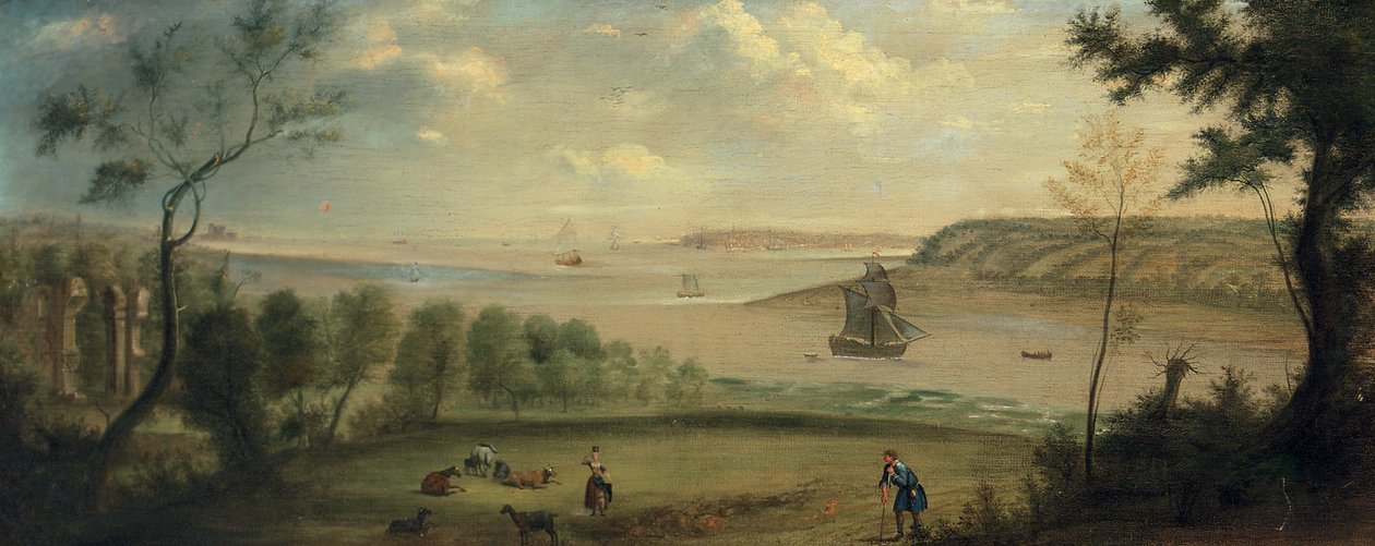 En rejsende hviler på grunden til Broke Hall, Suffolk af Charles Catton