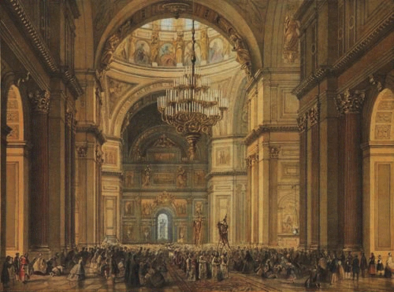 Gudstjeneste i Saint Isaacs-katedralen i Sankt Petersborg, 1850