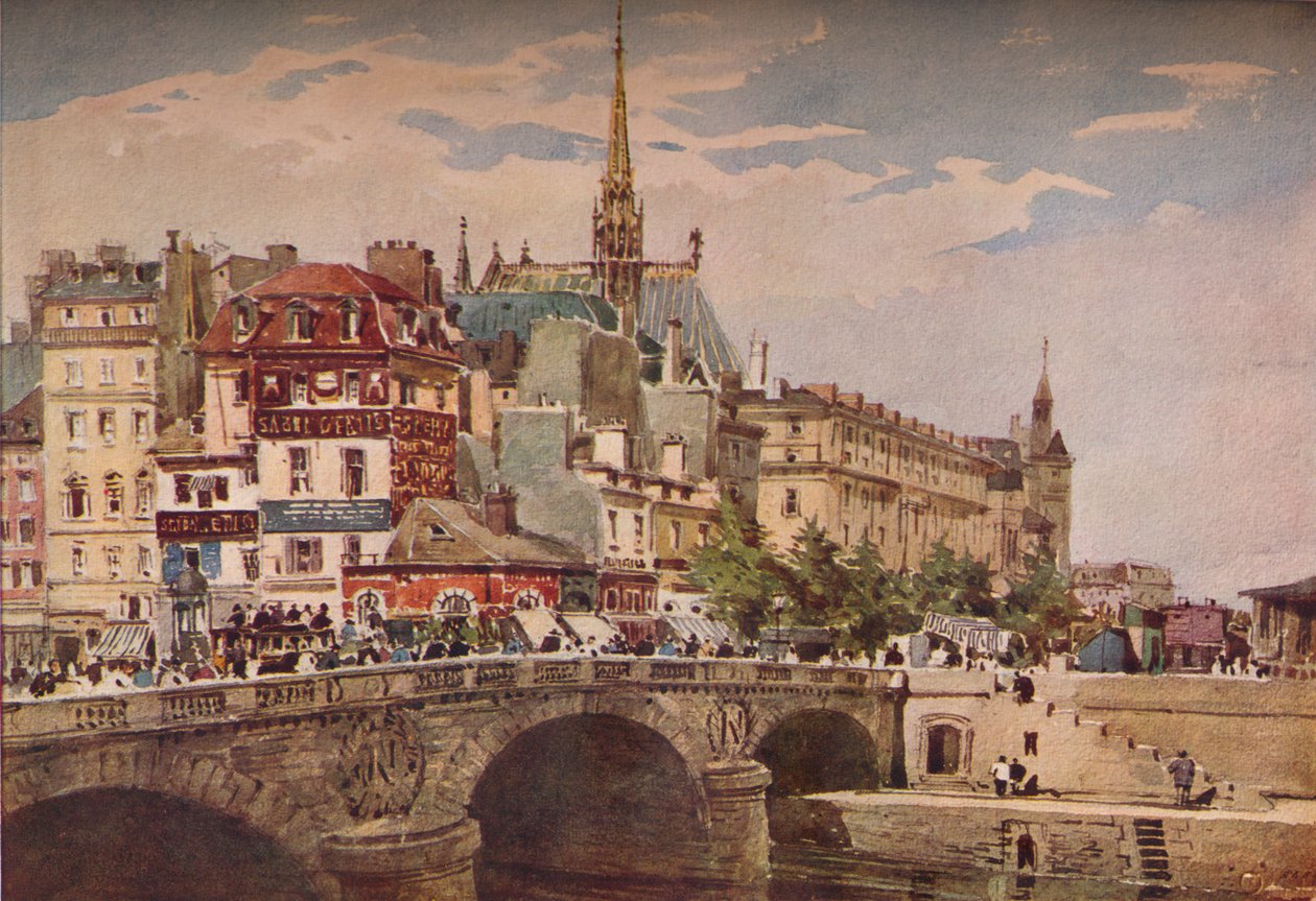 Paris fra Pont St Michel, c1846 af Charles Claude Pyne