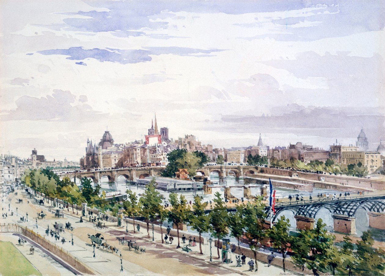 Paris, fra vinduet i Salle dApollon i Louvre, der ser mod øst, juli 1867 af Charles Claude Pyne