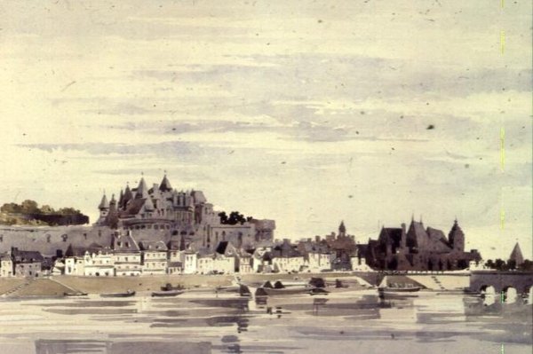 Udsigt over Amboise, Frankrig af Charles Claude Pyne