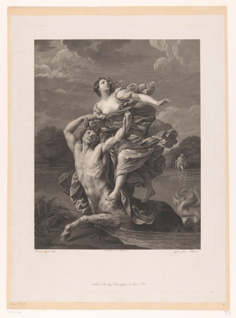 Kidnapning af Deianeira af Nessos af Charles Clément Bervic