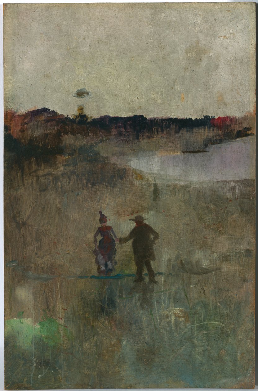 Landskab med to små figurer, Richmond, NSW af Charles Edward Conder