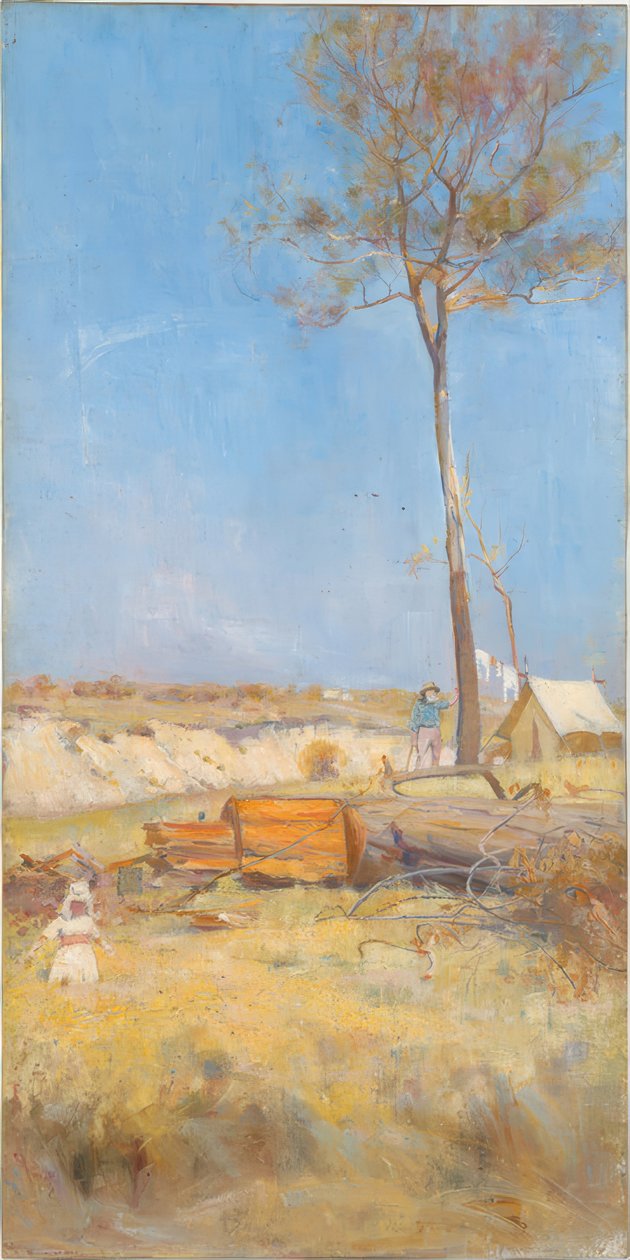 Under en sydlig sol (Tømmerkløverlejr) af Charles Edward Conder