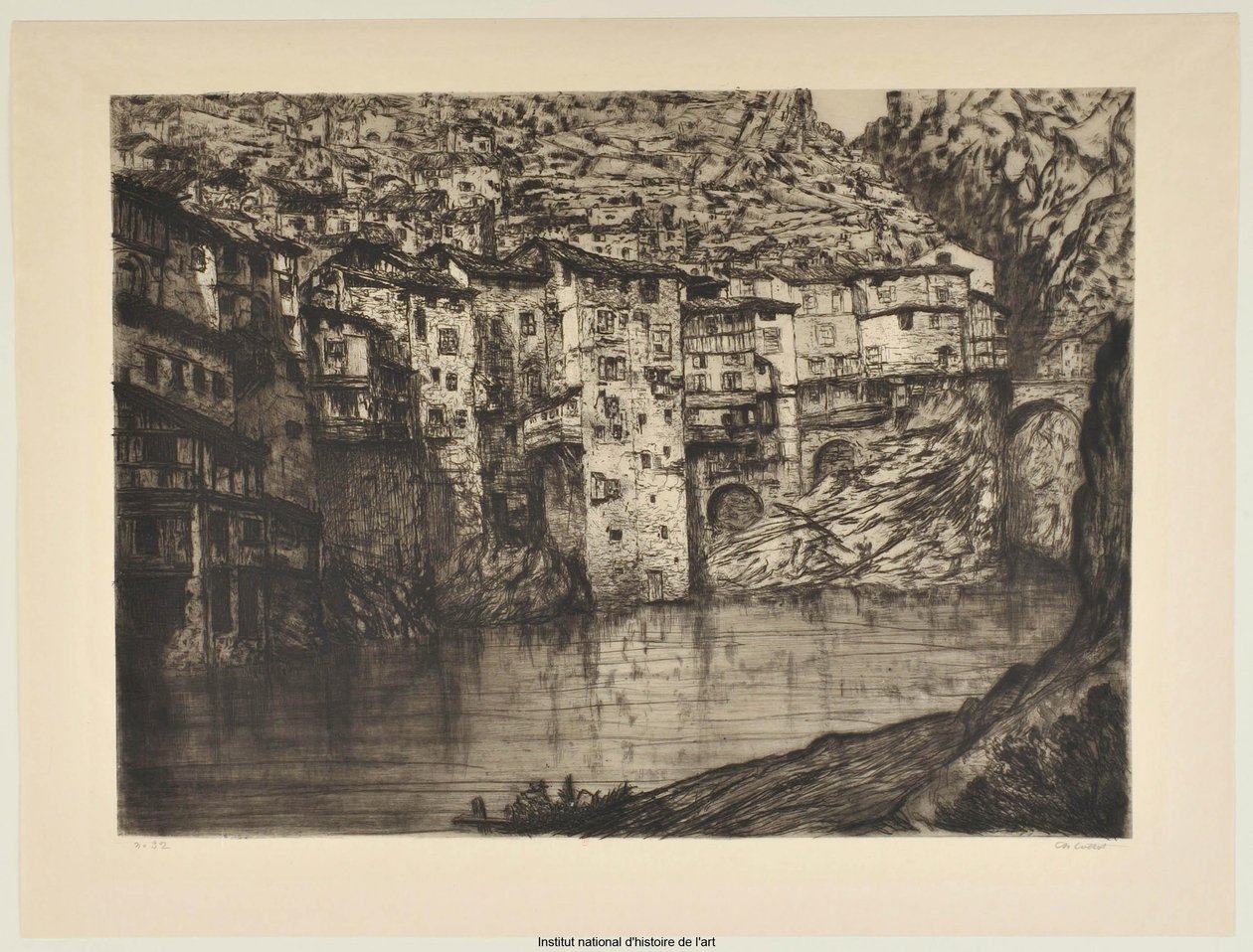 Pont-en-Royans (stort billede) (prøve a) af Charles Cottet