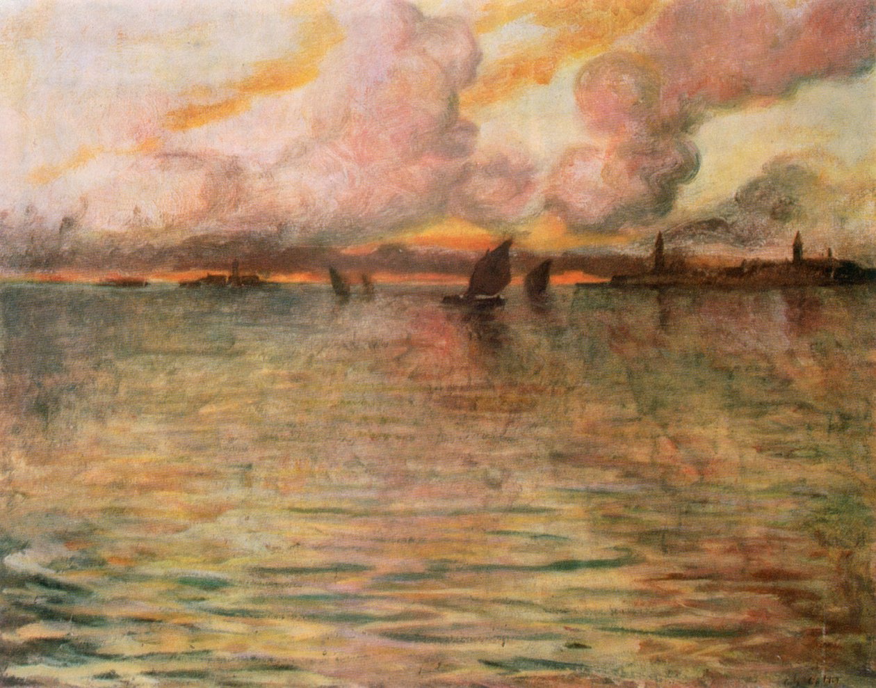 Havlandskab med fjern udsigt over Venedig, 1896 af Charles Cottet