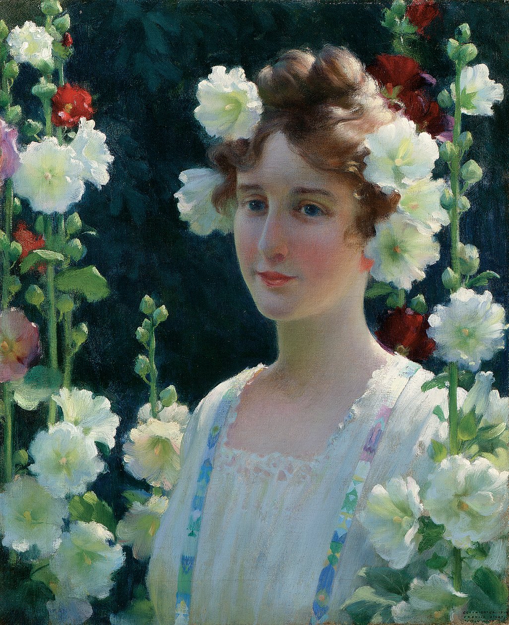 Blandt stokroserne af Charles Courtney Curran