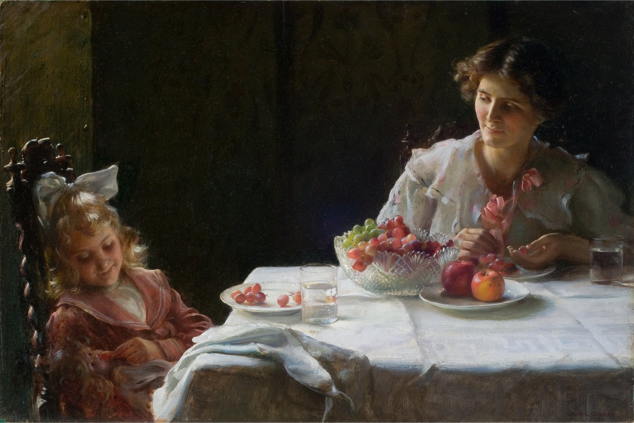 Morgenmad for tre 1909 (olie på lærred) af Charles Courtney Curran