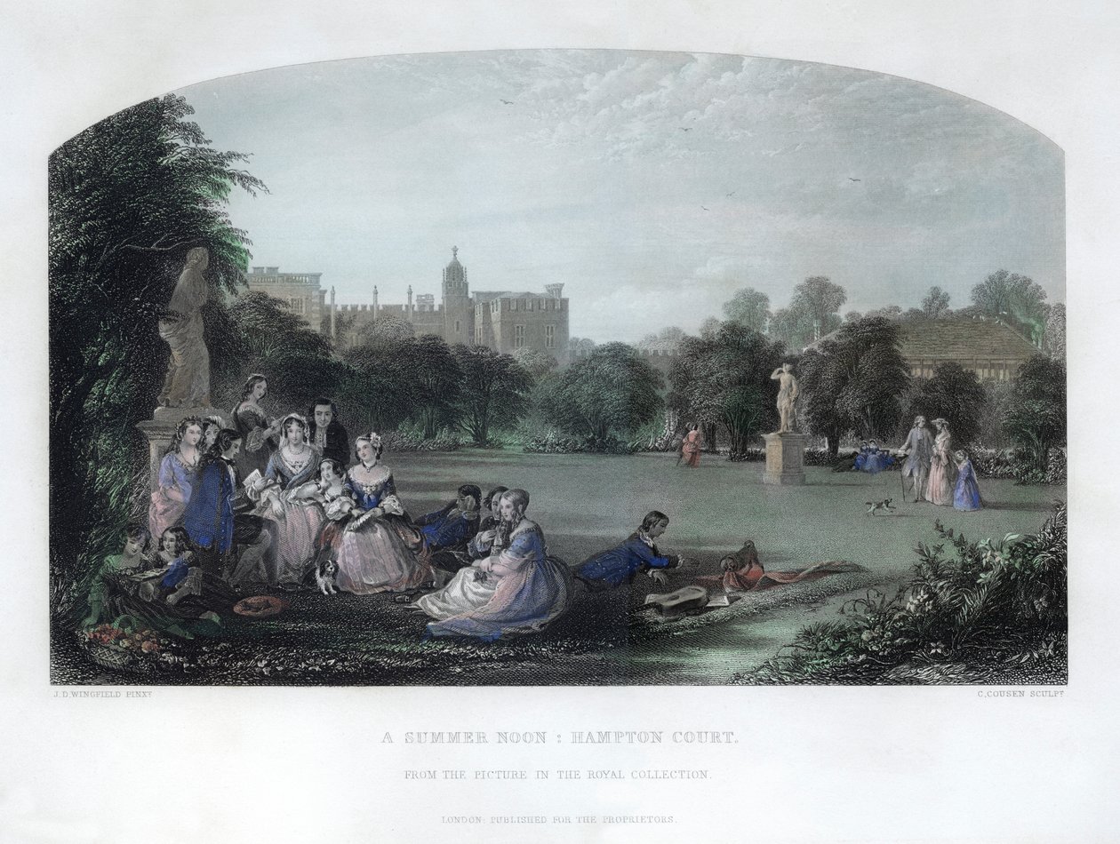 A Summer Noon: Hampton Court, 1800-tallet af Charles Cousen