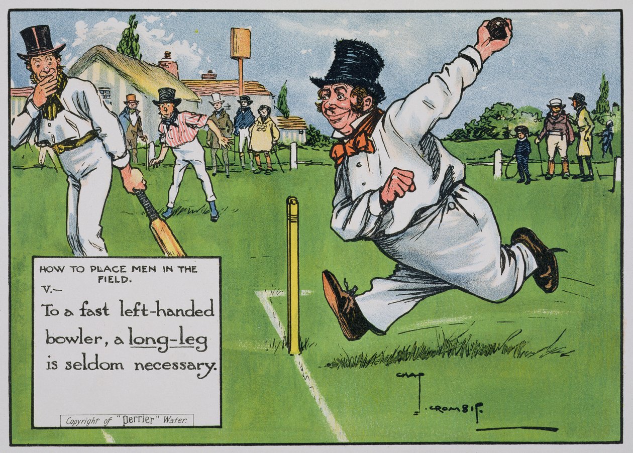 How to Place Men in the Field (V), fra "Laws of Cricket", udgivet i 1910 af Charles Crombie