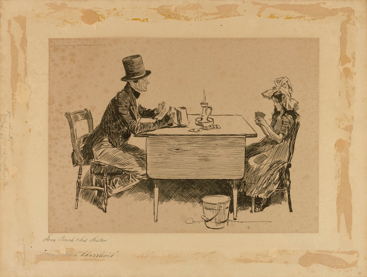 Tom Pinch og hans søster, fra "Martin Chuzzlewit" af Charles Dana Gibson