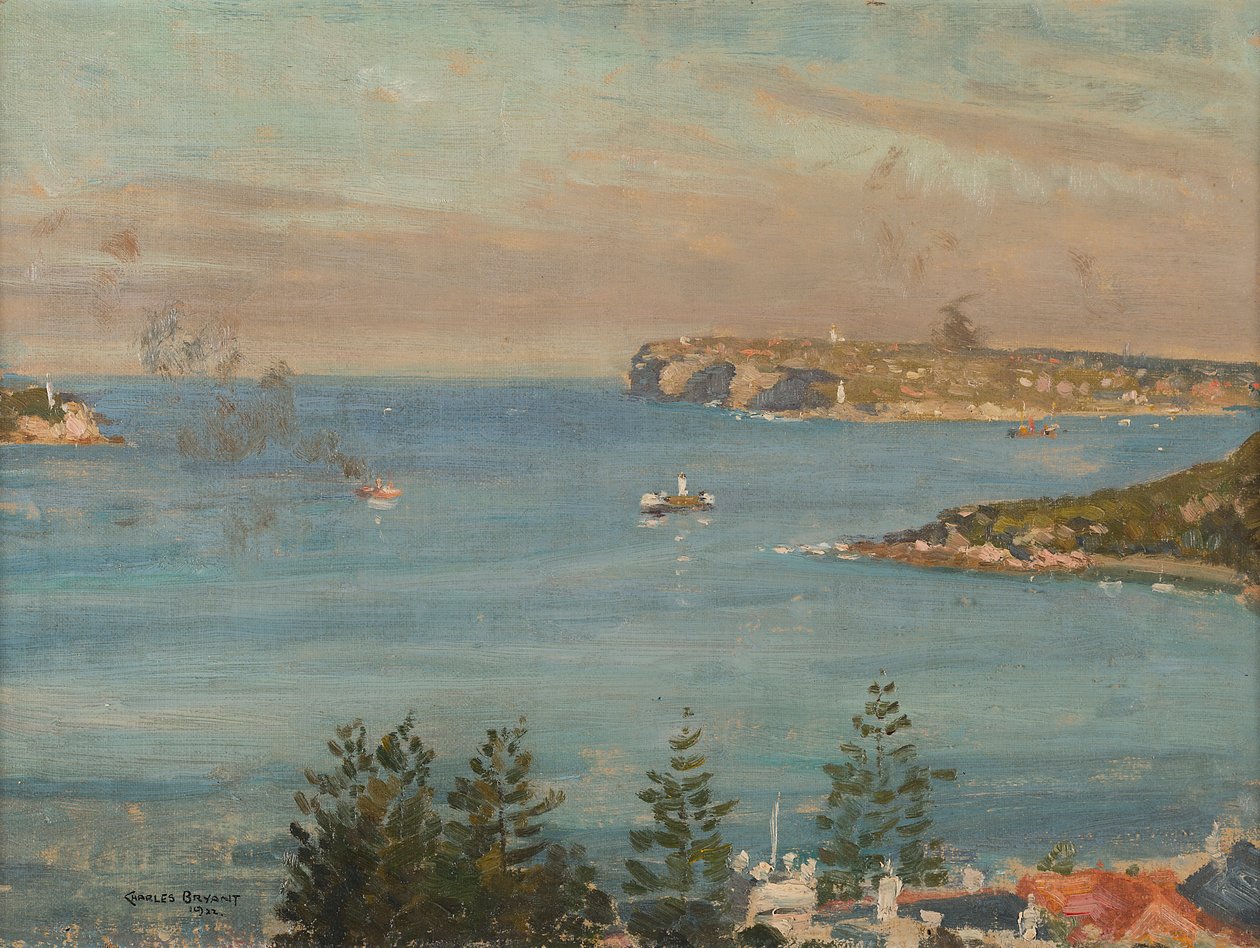 Ser mod Sydneys hoveder fra den nordlige del af byen (olie om bord) af Charles David Jones Bryant