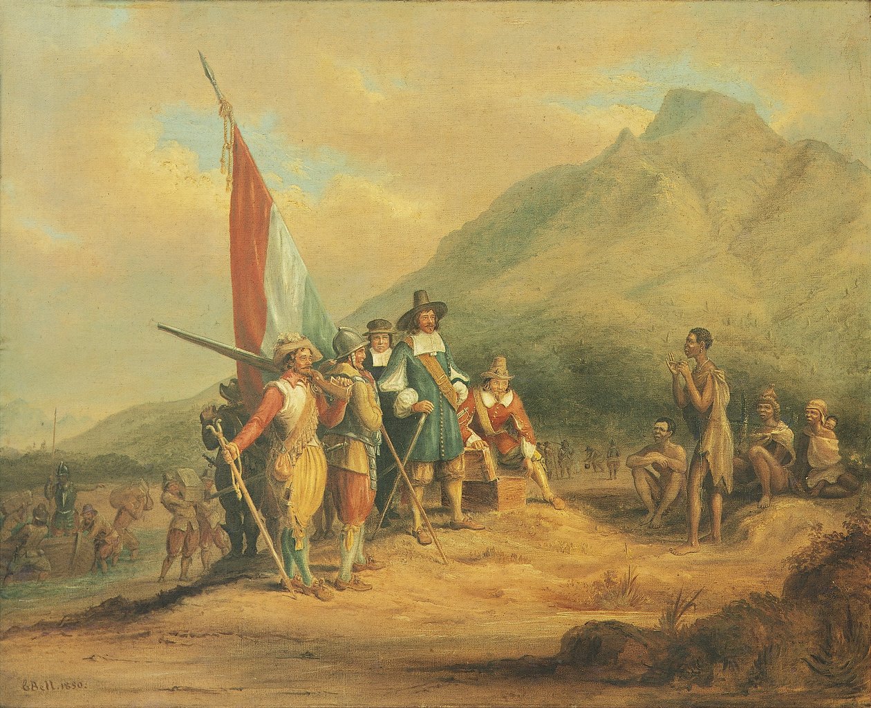 Jan van Riebeecks og hans mænds ankomst til Kap det Gode Håb i april 1652 af Charles Davidson Bell