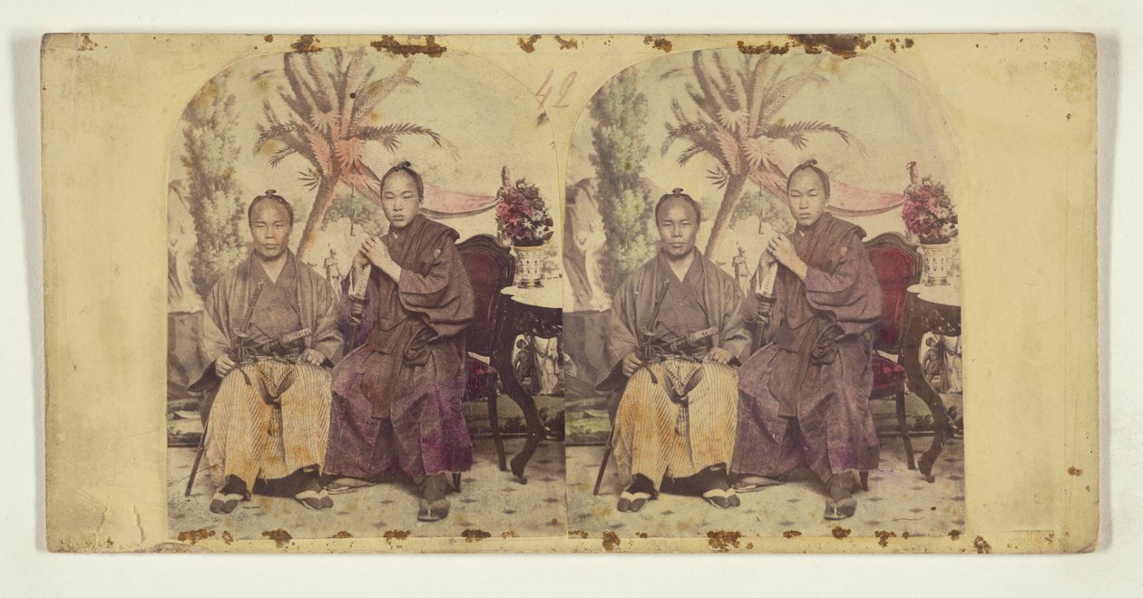 To medlemmer af den første japanske diplomatiske mission til USA:  Uidentificeret medlem (L) og Tateishi Onojirō-Noriyuki, tolk under uddannelse (R) af Charles DeForest Fredricks