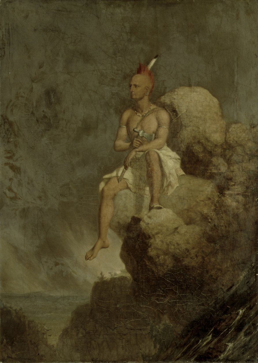 Indisk kriger på kanten af et afgrund, 1847 af Charles Deas