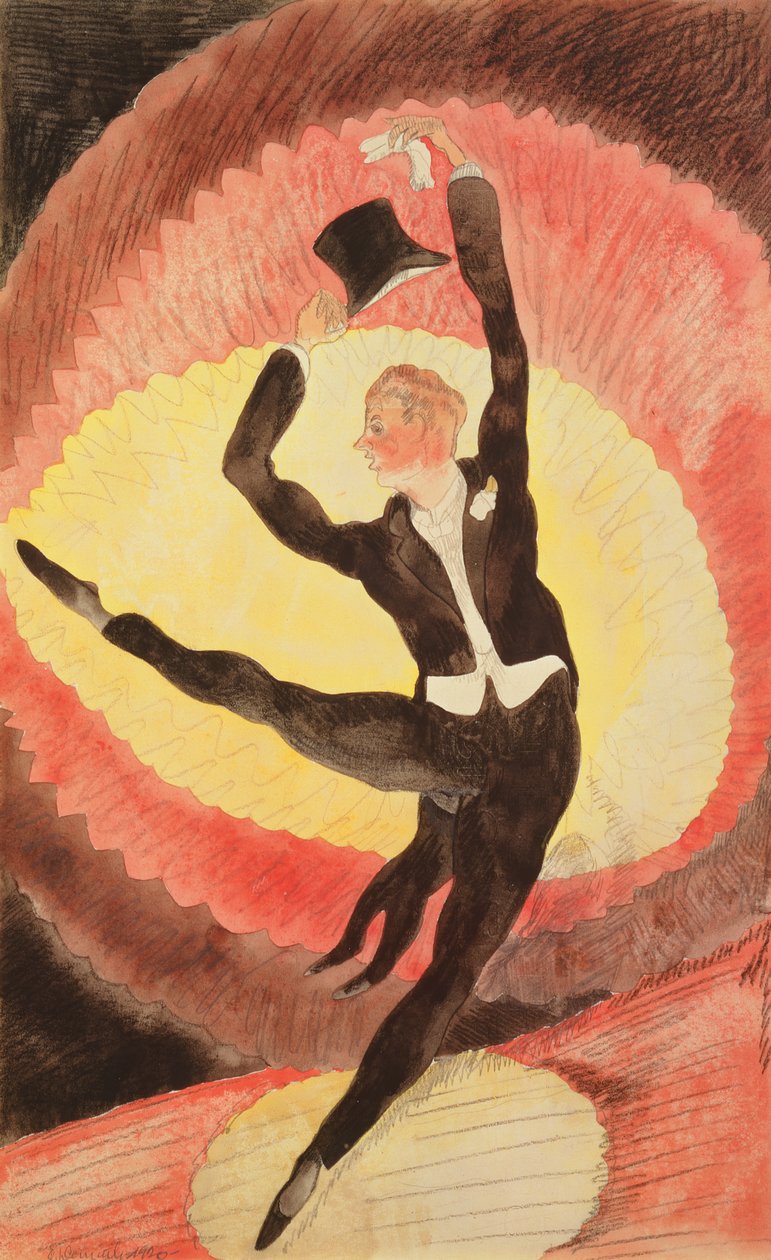 Akrobatisk mandlig danser, 1920 (wc på papir) af Charles Demuth