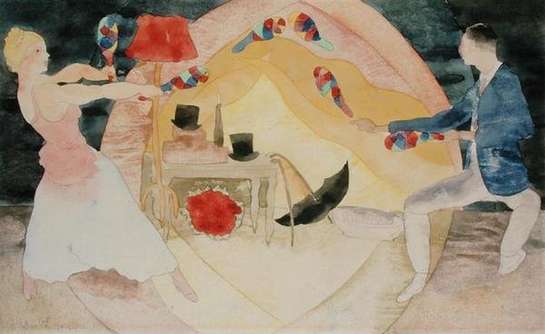 Jonglører med dumme klokke (akvarel på papir) af Charles Demuth