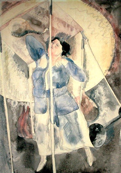Kvinde med boksesæk (akvarel på papir) af Charles Demuth