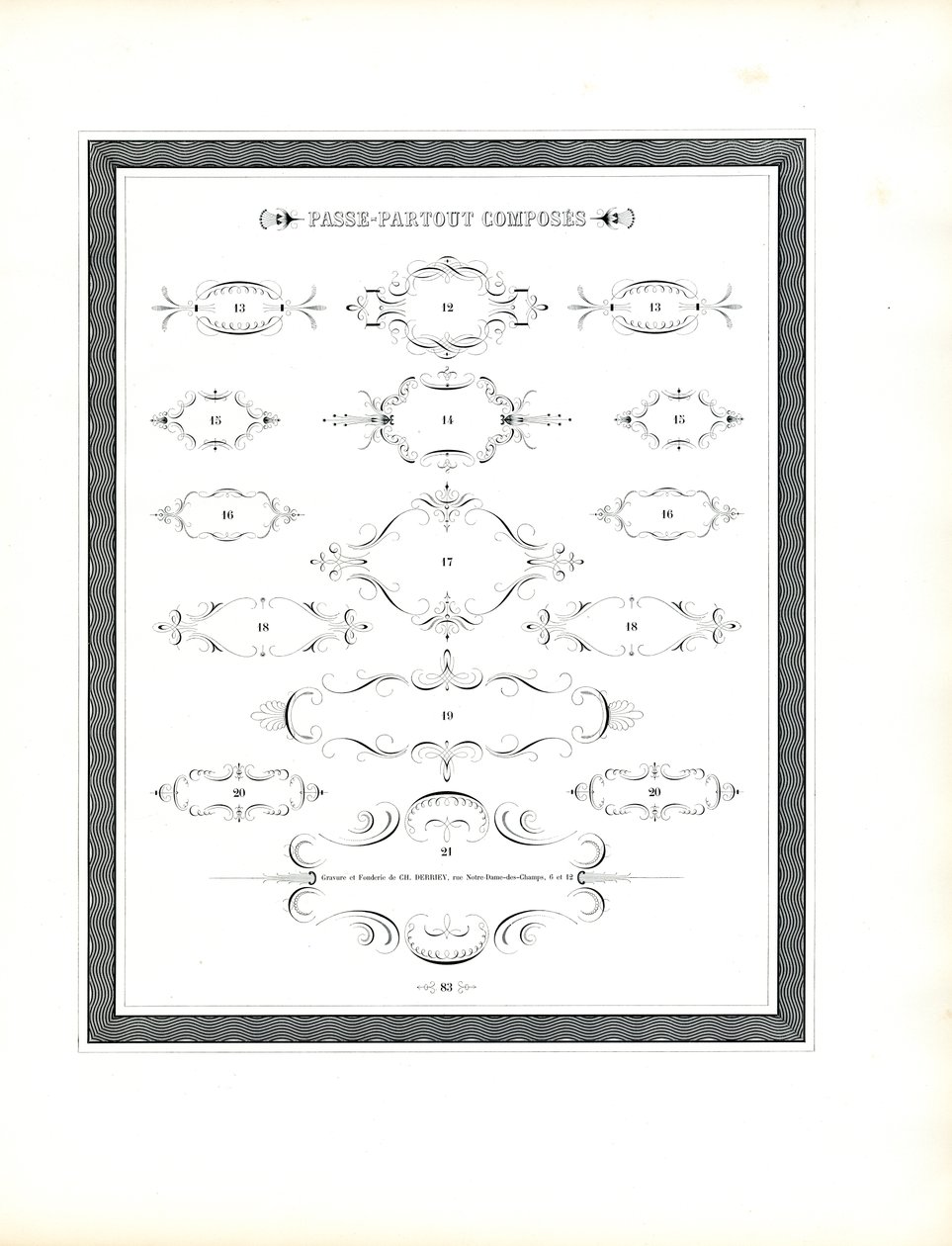 Yderligere kartouche-elementer (print) af Charles Derriey